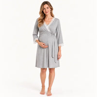 Chemise De Nuit Coton Femme Gris – vue 3 | le Juste Pyjama