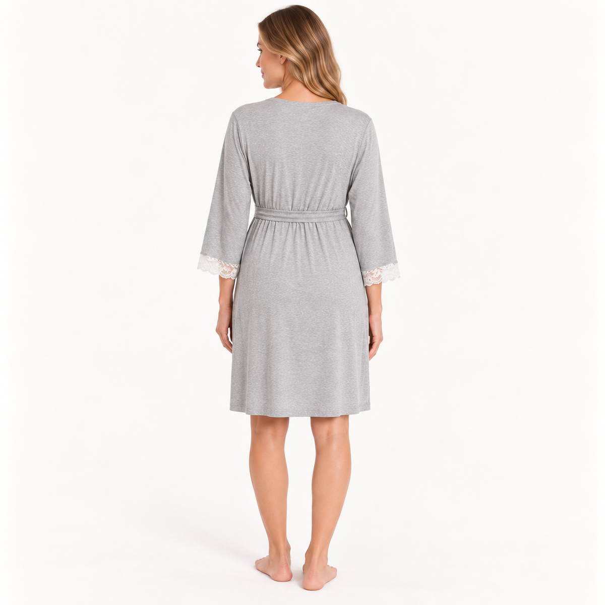 Chemise De Nuit Coton Femme Gris – vue 2 | le Juste Pyjama