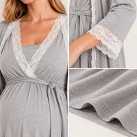 Chemise De Nuit Coton Femme Gris – vue 5 | le Juste Pyjama