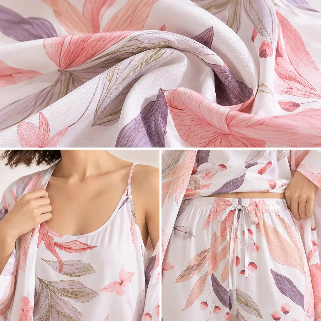 Ensemble De Pyjama 3 Pièces Floral Polyester – vue 4 | le Juste Pyjama