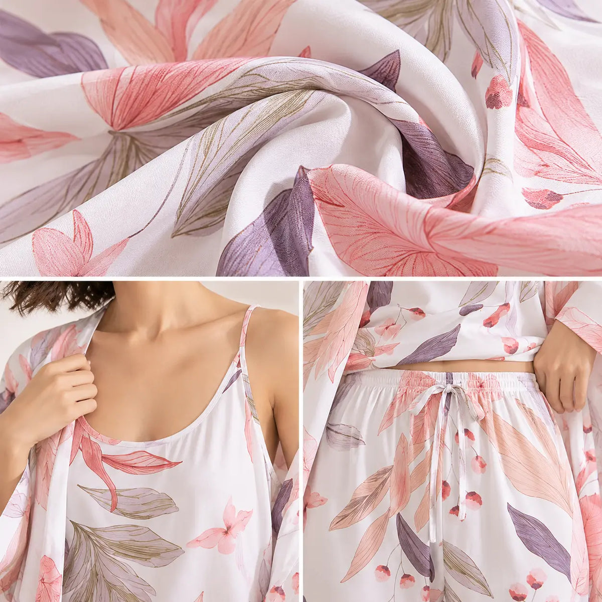 Ensemble De Pyjama 3 Pièces Floral Polyester – vue 4 | le Juste Pyjama
