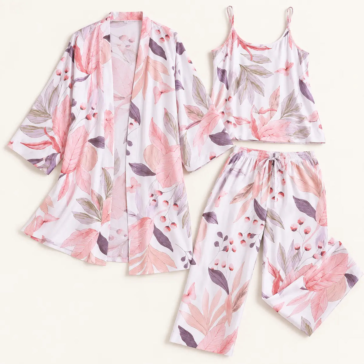 Ensemble De Pyjama 3 Pièces Floral Polyester – vue 5 | le Juste Pyjama