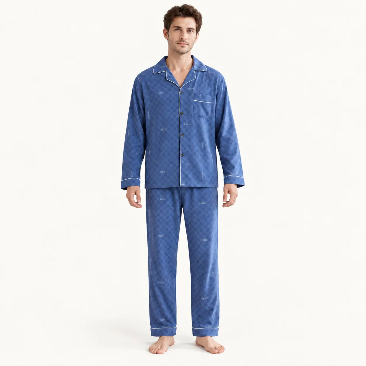 Ensemble De Pyjama Bleu Motif Lettres | le Juste Pyjama