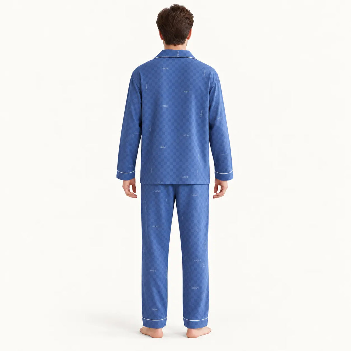 Ensemble De Pyjama Bleu Motif Lettres – vue 2 | le Juste Pyjama