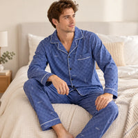 Ensemble De Pyjama Bleu Motif Lettres – vue 3 | le Juste Pyjama