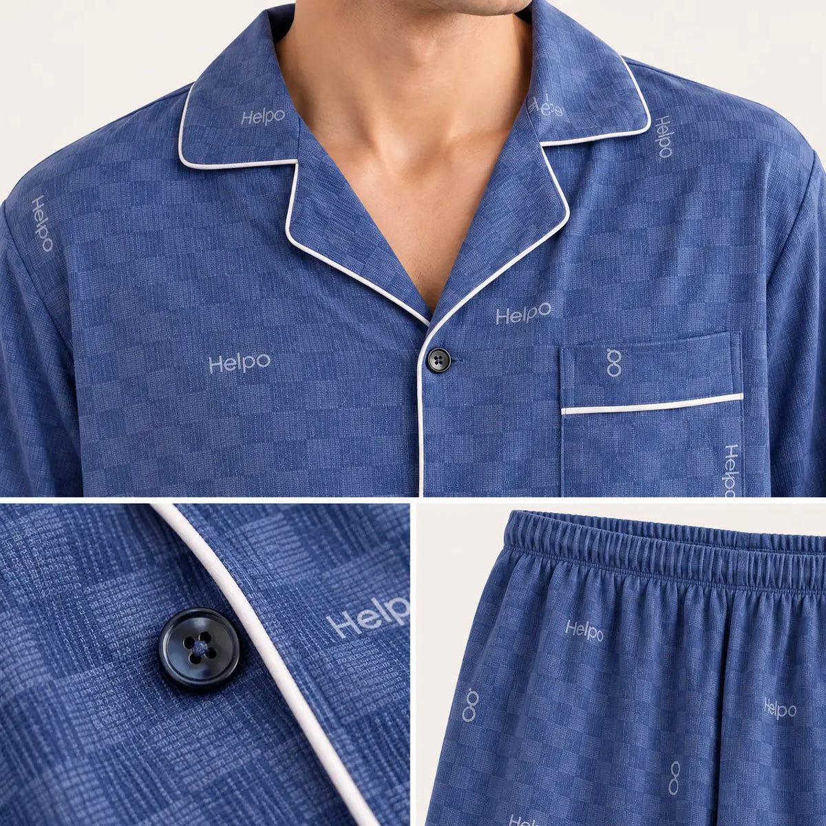 Ensemble De Pyjama Bleu Motif Lettres – vue 4 | le Juste Pyjama