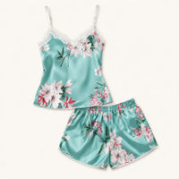 Ensemble De Pyjama Court En Satin Imprimé Fleuri – vue 5 | le Juste Pyjama