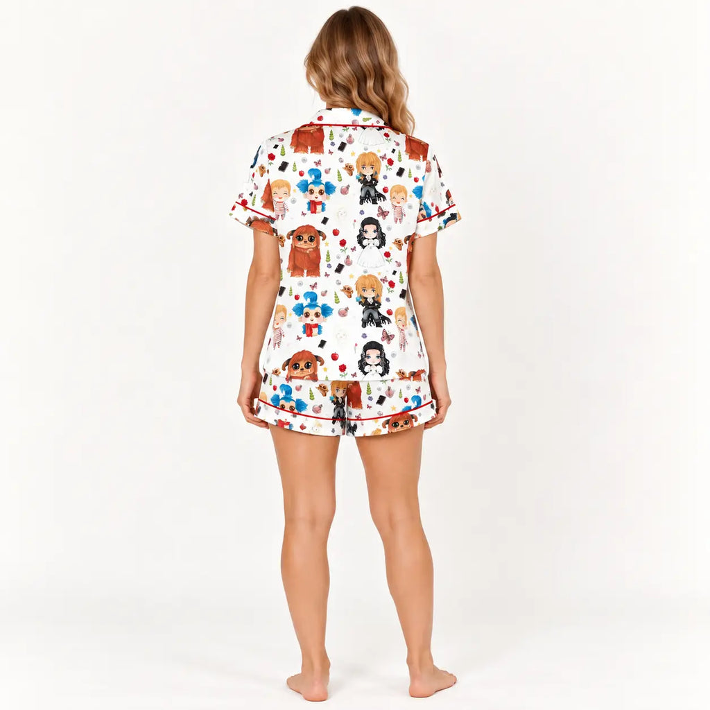 Ensemble De Pyjama Imprimé Dessin Animé Col Tailleur Fantasy – vue 3 | le Juste Pyjama