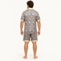 Ensemble Pyjama Homme Motif Géométrique Satiné Imprimé – vue 2 | le Juste Pyjama