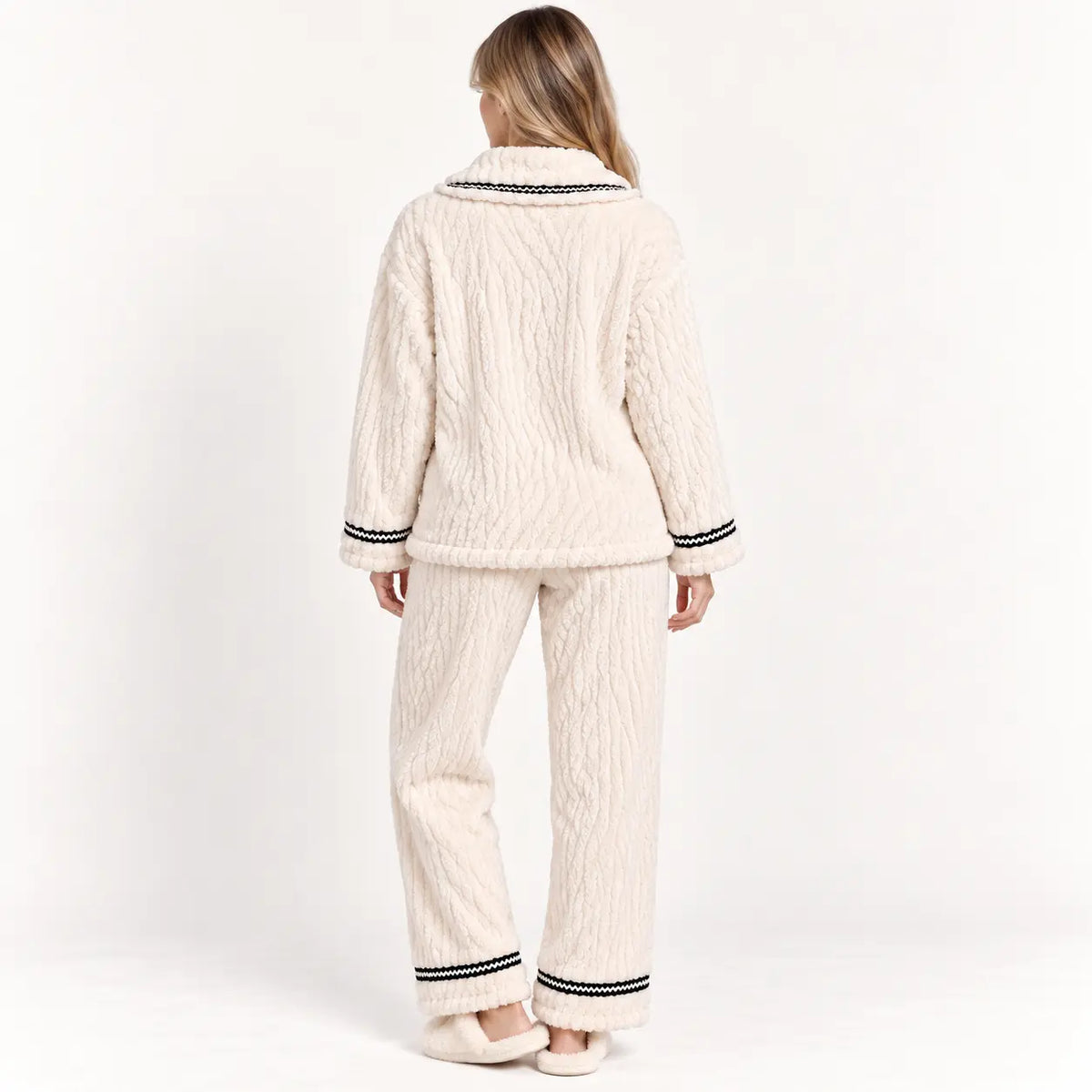 Ensemble Pyjama Polaire Écru Chaud – vue 2 | le Juste Pyjama
