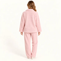 Ensemble Pyjama Polaire Rose Corail Pour Femme – vue 2 | le Juste Pyjama