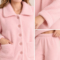 Ensemble Pyjama Polaire Rose Corail Pour Femme – vue 4 | le Juste Pyjama