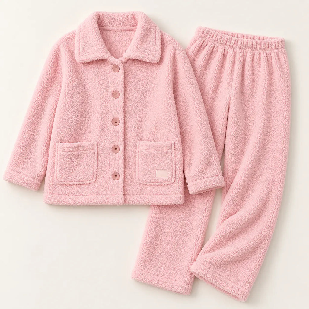 Ensemble Pyjama Polaire Rose Corail Pour Femme – vue 5 | le Juste Pyjama