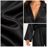 Ensemble De Pyjama Fluide Satiné En Satin Noir – vue 4 | le Juste Pyjama