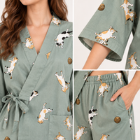 Ensemble De Pyjama Kimono Gaze De Coton Style – vue 4 | le Juste Pyjama