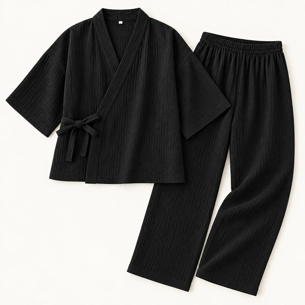 Ensemble De Pyjama Style Kimono En Coton – vue 5 | le Juste Pyjama