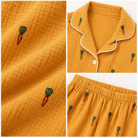 Ensemble Pyjama Femme En Gaze De Coton Imprimé Carotte – vue 4 | le Juste Pyjama