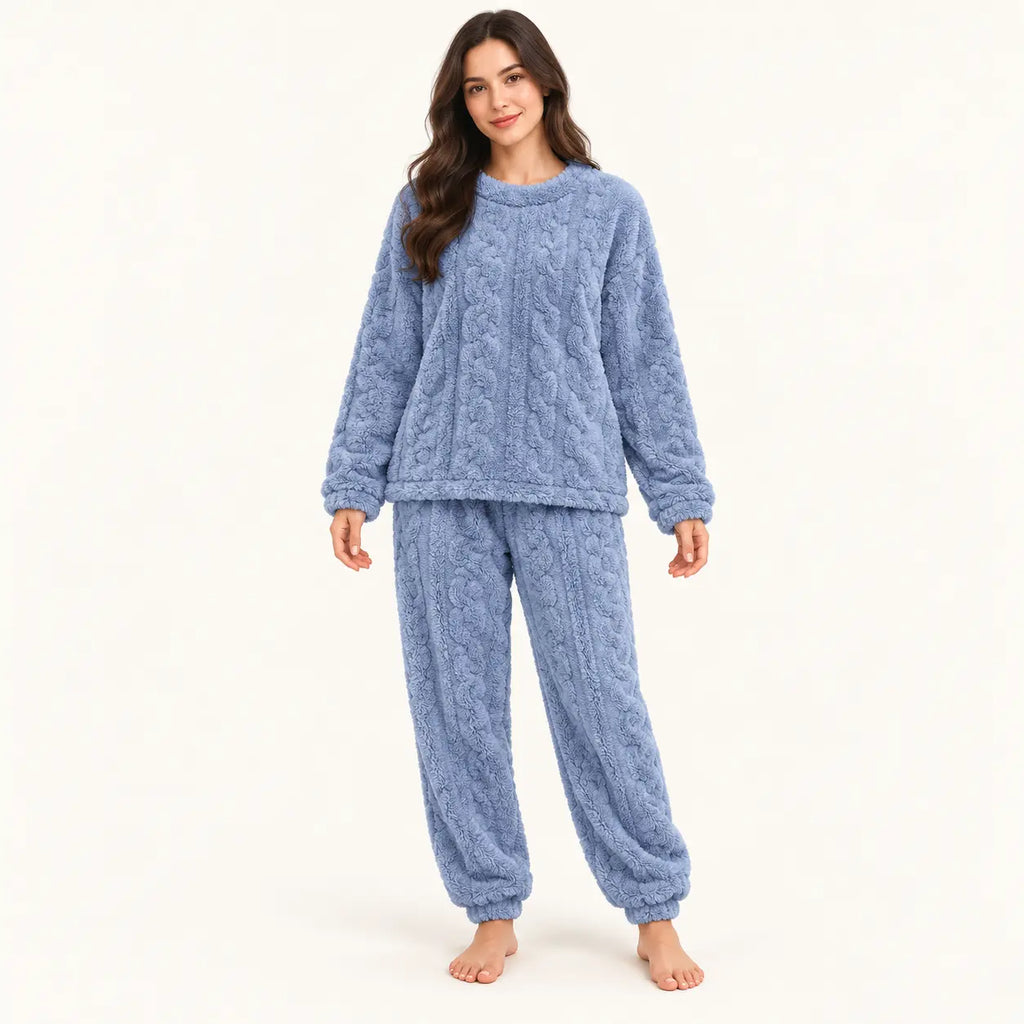 Ensemble Pyjama Femme En Velours De Corail Jacquard | le Juste Pyjama