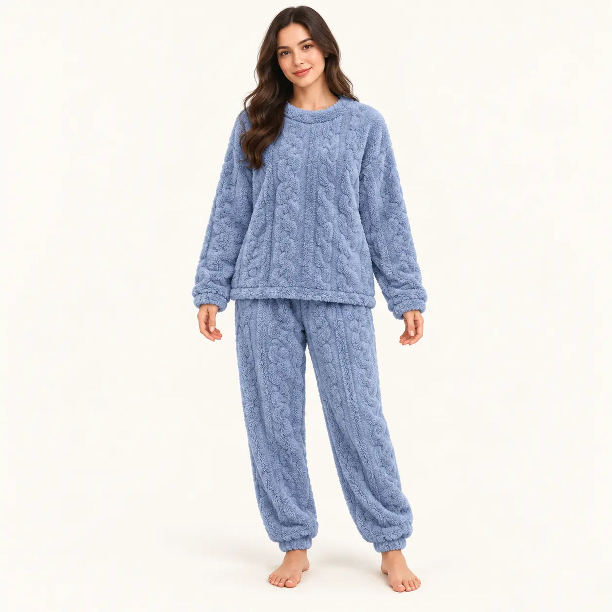 Ensemble Pyjama Femme En Velours De Corail Jacquard | le Juste Pyjama