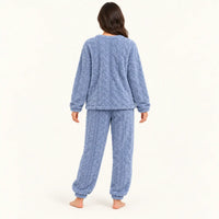 Ensemble Pyjama Femme En Velours De Corail Jacquard – vue 2 | le Juste Pyjama