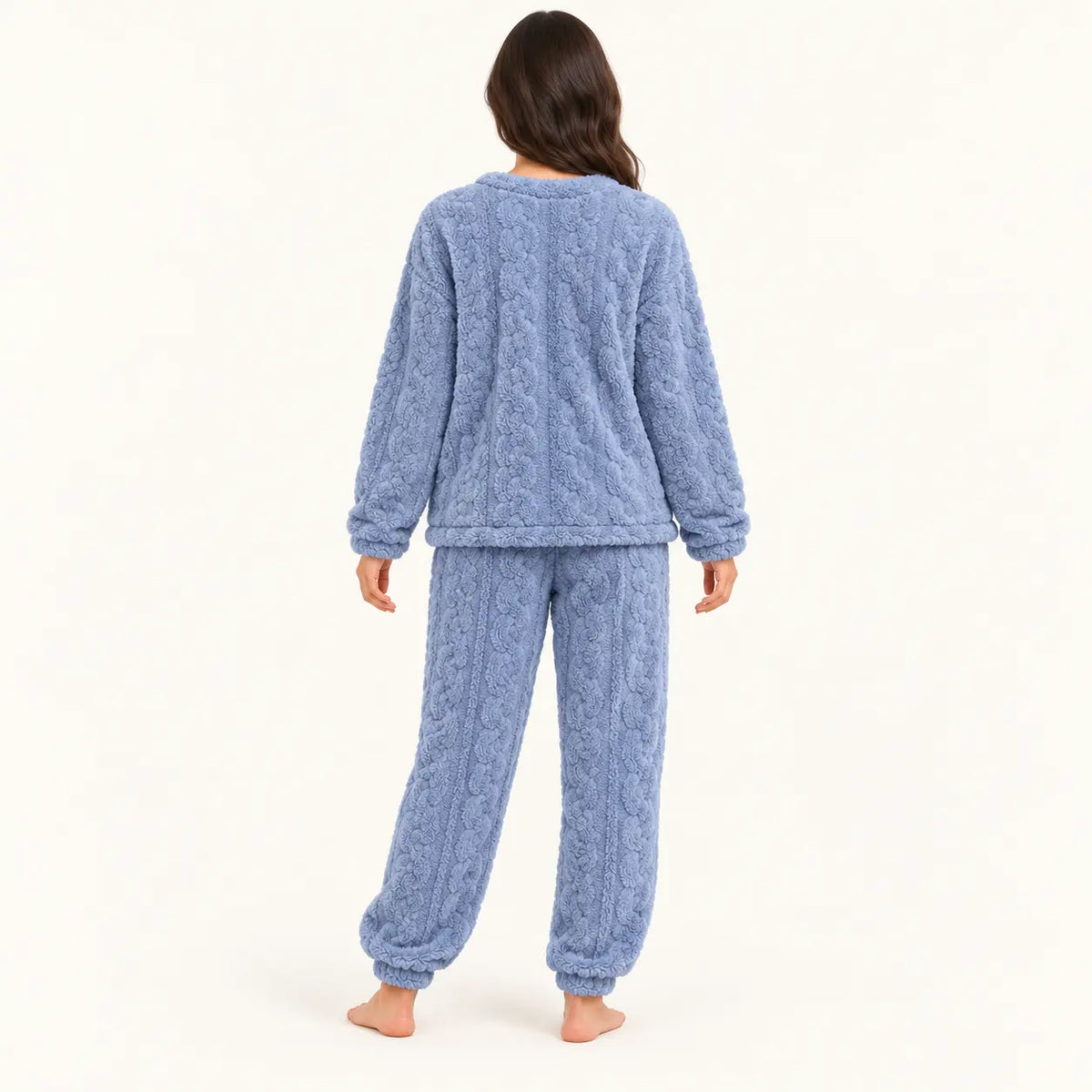 Ensemble Pyjama Femme En Velours De Corail Jacquard – vue 2 | le Juste Pyjama