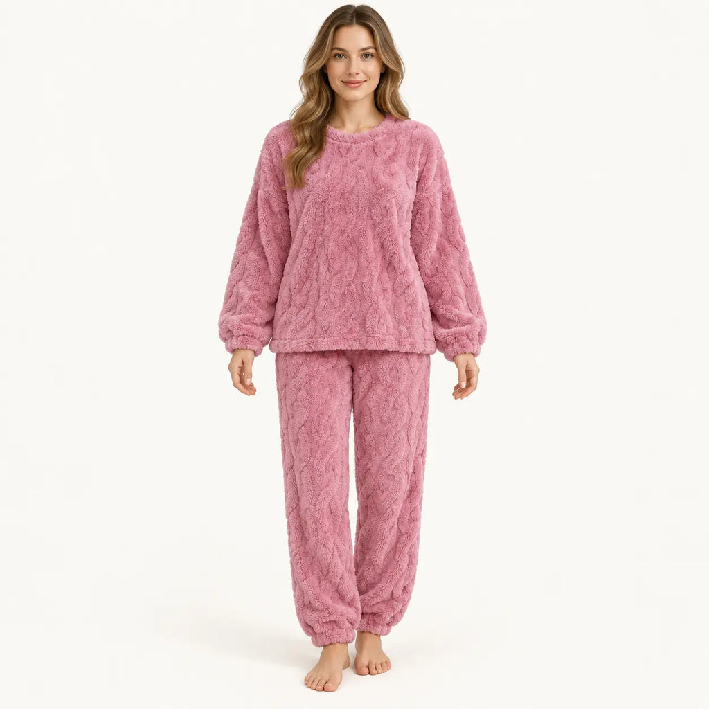 Ensemble Pyjama Femme En Velours De Corail Jacquard – vue 8 | le Juste Pyjama