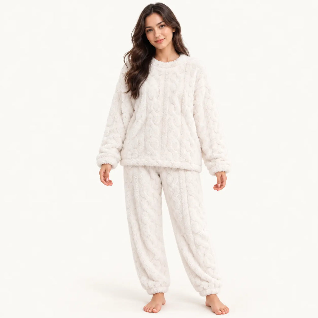 Ensemble Pyjama Femme En Velours De Corail Jacquard – vue 6 | le Juste Pyjama