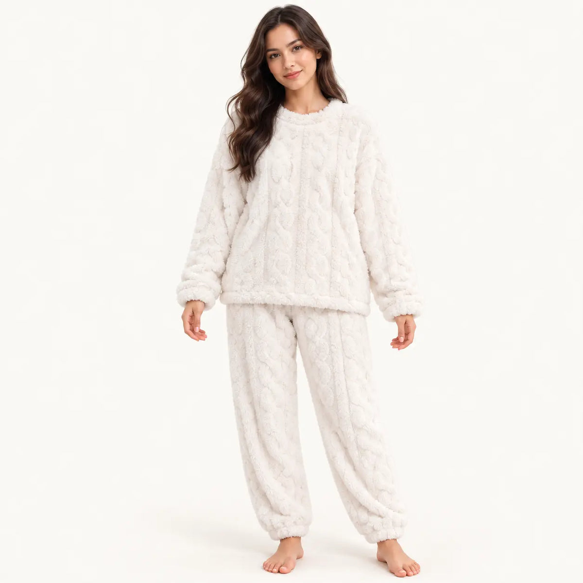 Ensemble Pyjama Femme En Velours De Corail Jacquard – vue 6 | le Juste Pyjama