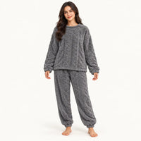 Ensemble Pyjama Femme En Velours De Corail Jacquard – vue 7 | le Juste Pyjama
