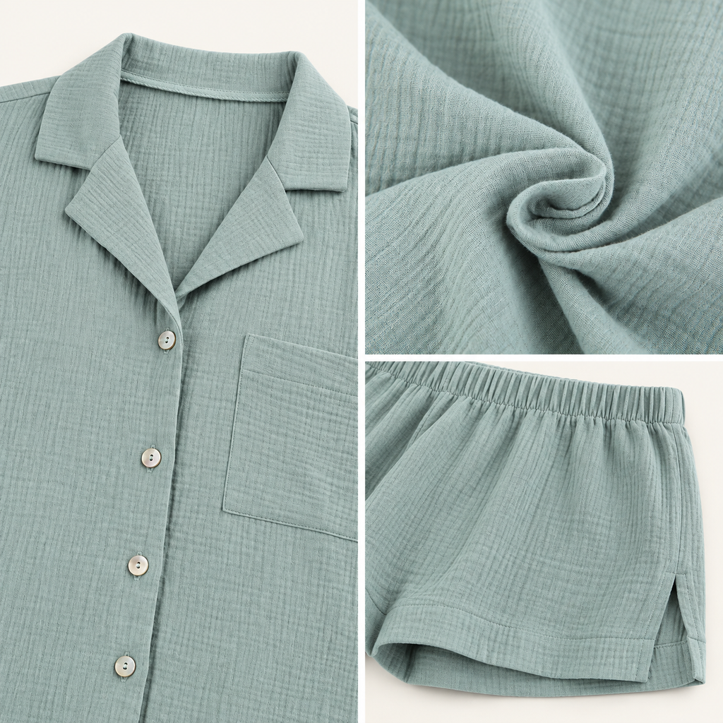 Ensemble Pyjama Short Gaufré – vue 4 | le Juste Pyjama