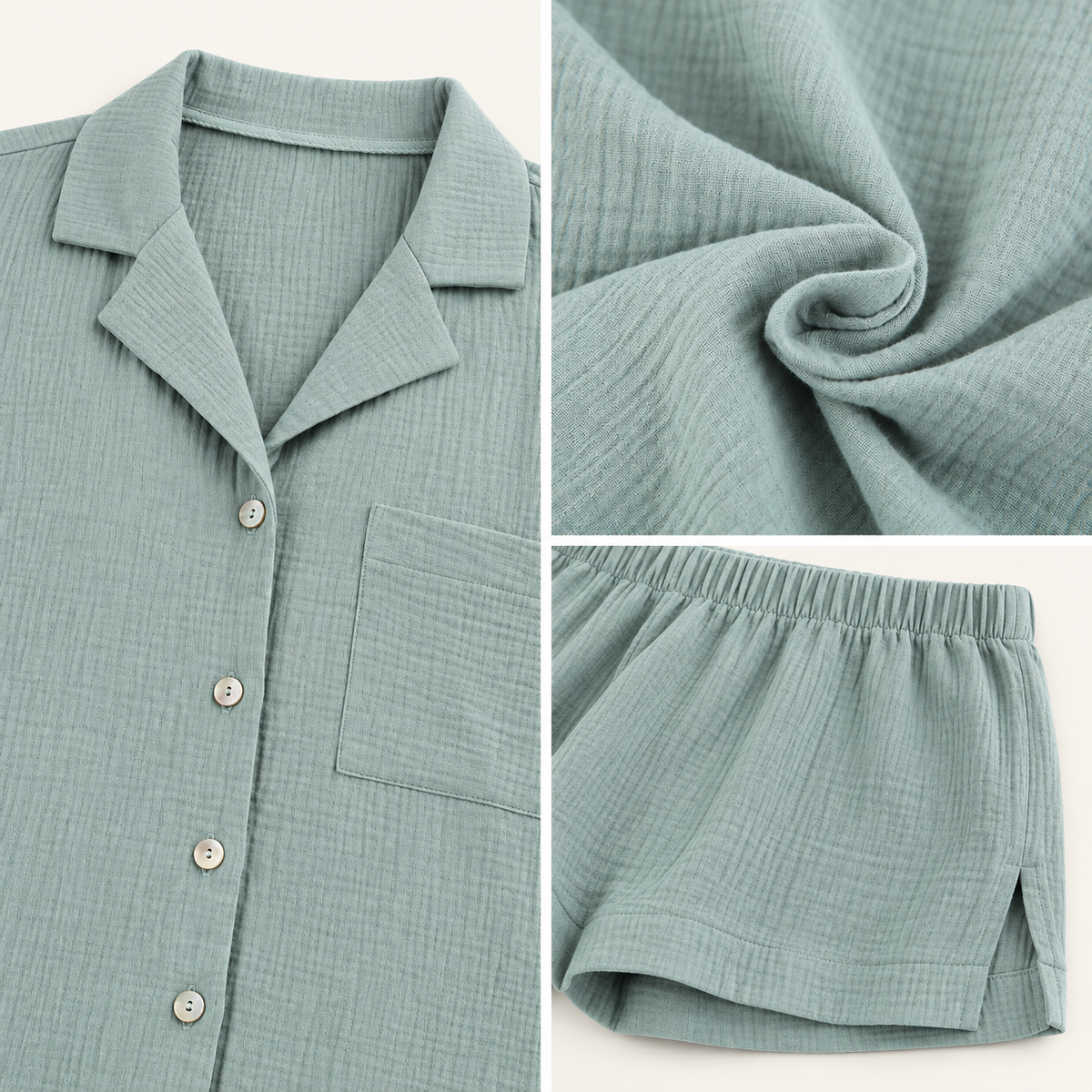 Ensemble Pyjama Short Gaufré – vue 4 | le Juste Pyjama