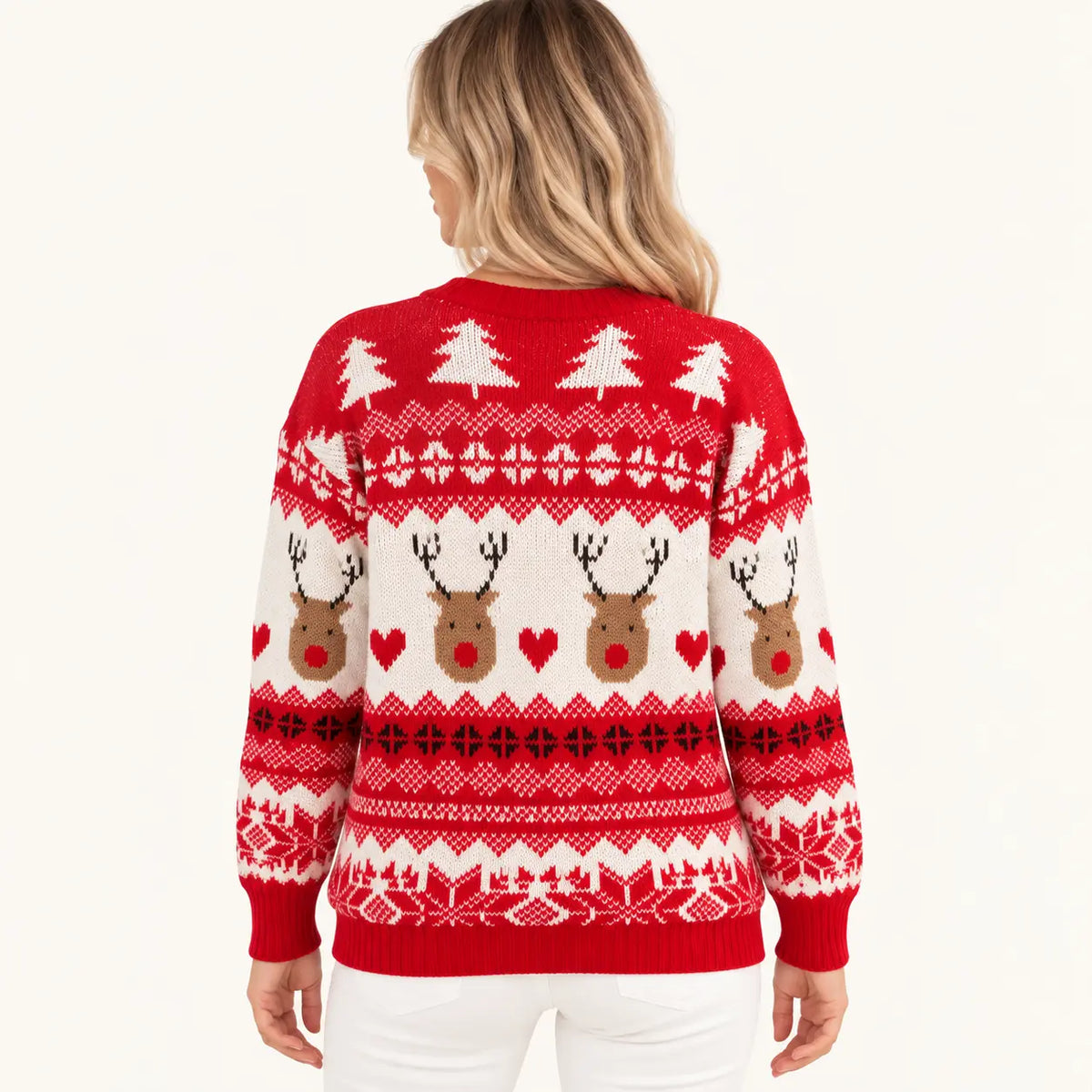 Pull de Noël Femme en Maille Jacquard Motif Renne – vue 2 | le Juste Pyjama