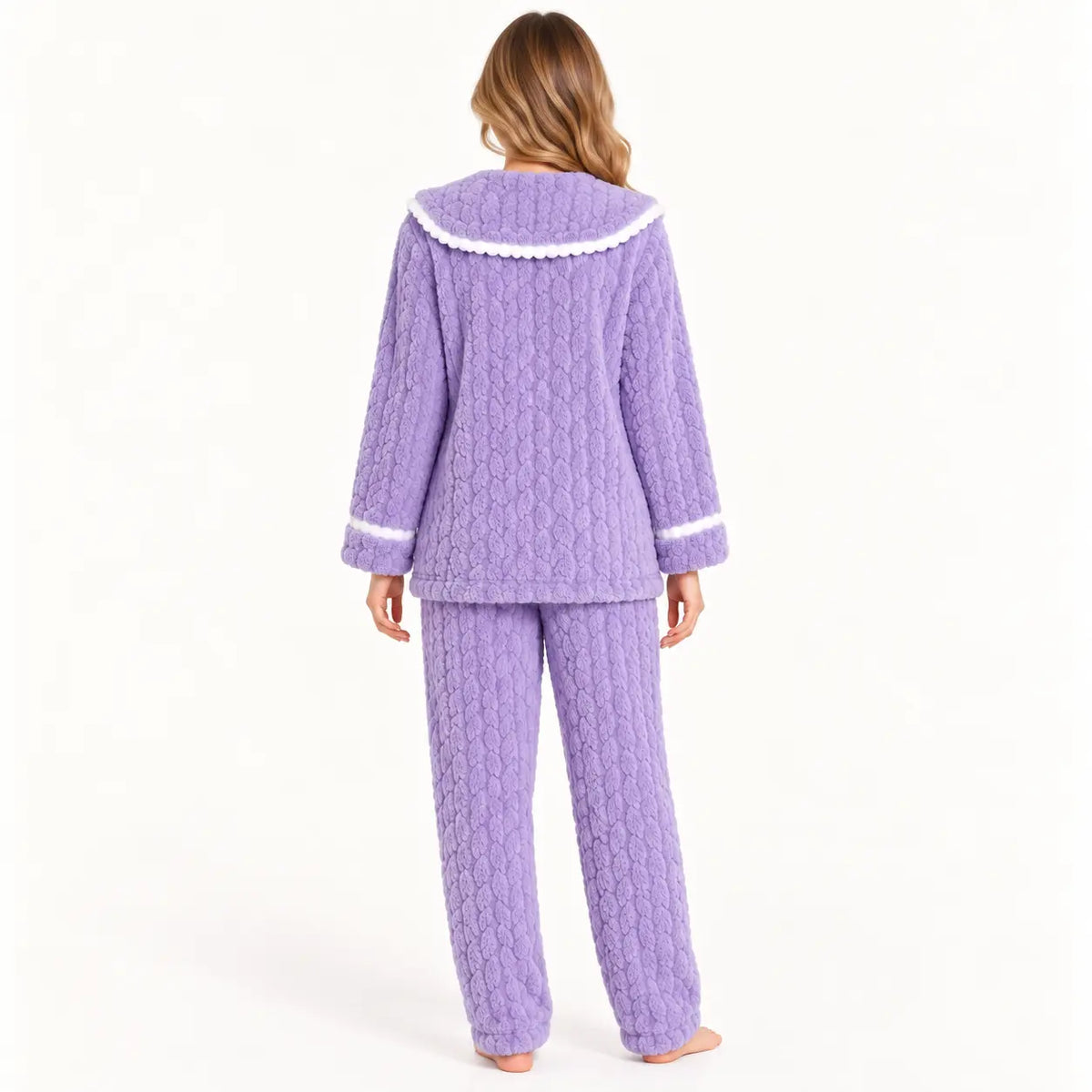 Pyjama Boutonné Flanelle Épais En Polaire De Corail Chaud – vue 2 | le Juste Pyjama