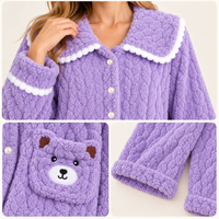 Pyjama Boutonné Flanelle Épais En Polaire De Corail Chaud – vue 5 | le Juste Pyjama