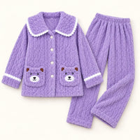 Pyjama Boutonné Flanelle Épais En Polaire De Corail Chaud – vue 3 | le Juste Pyjama