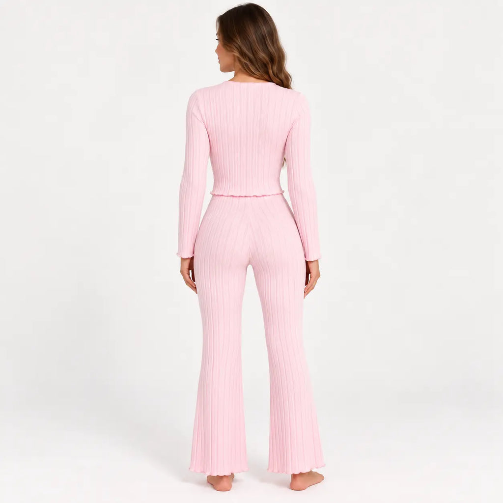 Pyjama Côtelé Rose – vue 2 | le Juste Pyjama