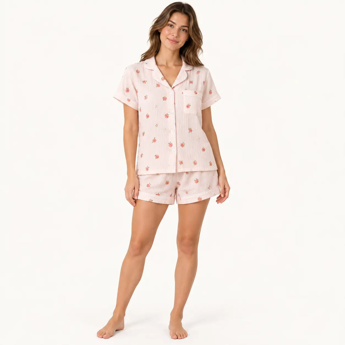 Pyjama Crêpe De Coton Manches Courtes Et Short Ensemble | le Juste Pyjama