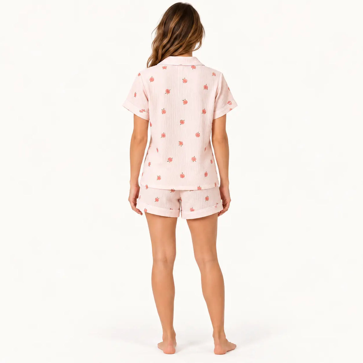 Pyjama Crêpe De Coton Manches Courtes Et Short Ensemble – vue 2 | le Juste Pyjama