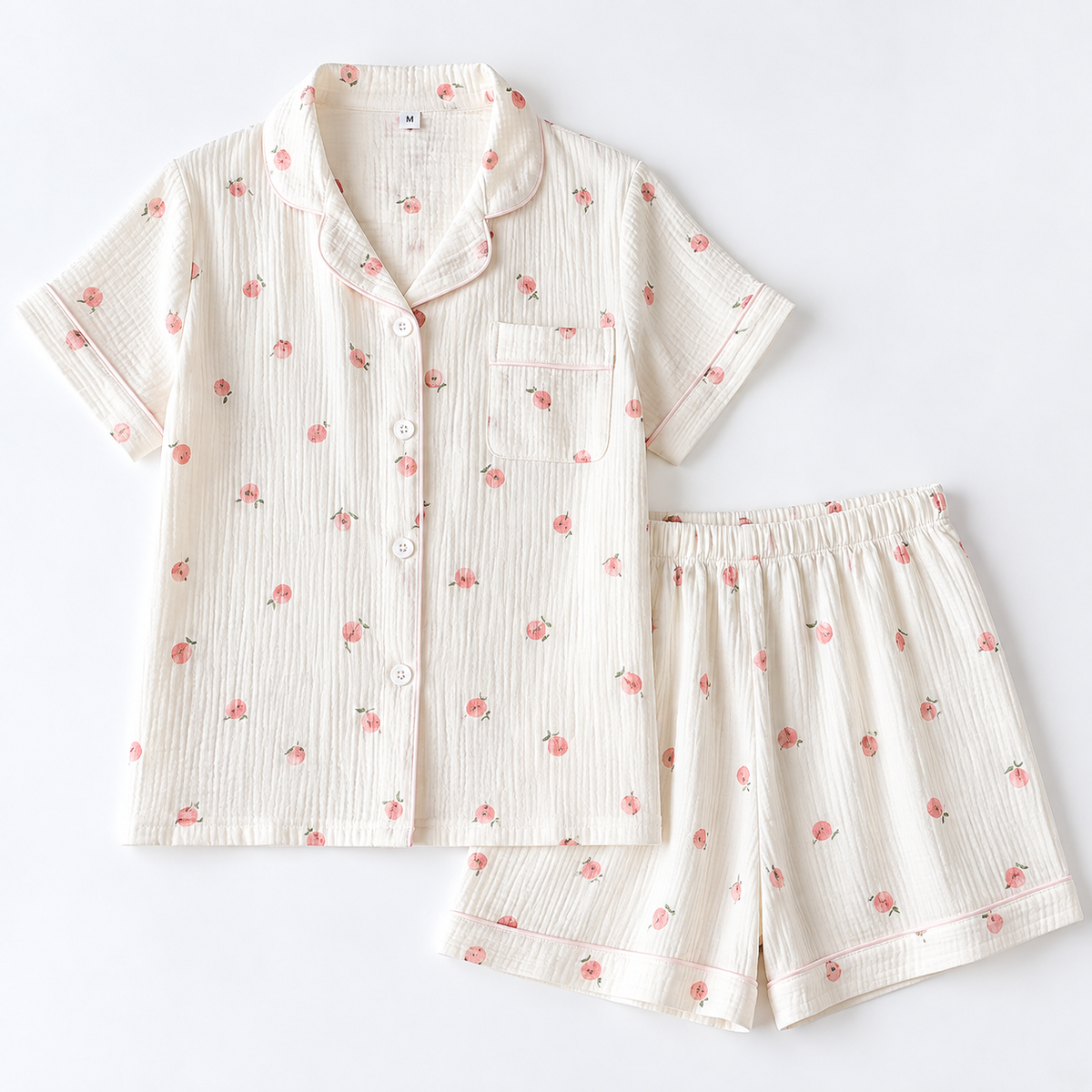Pyjama Crêpe De Coton Manches Courtes Et Short Ensemble – vue 6 | le Juste Pyjama