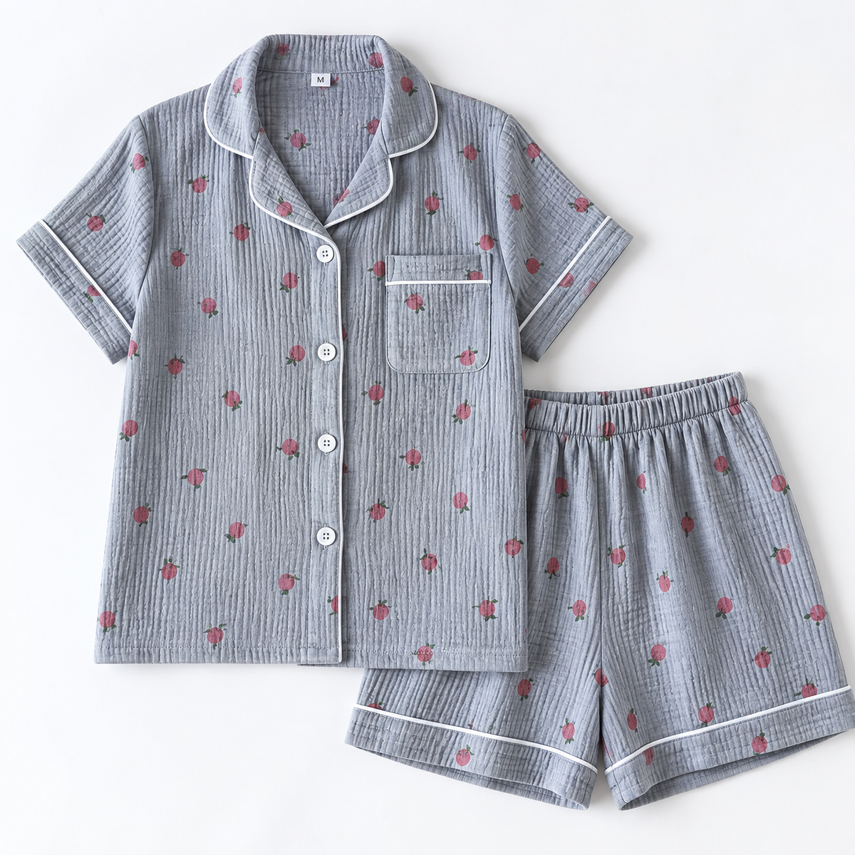 Pyjama Crêpe De Coton Manches Courtes Et Short Ensemble – vue 7 | le Juste Pyjama