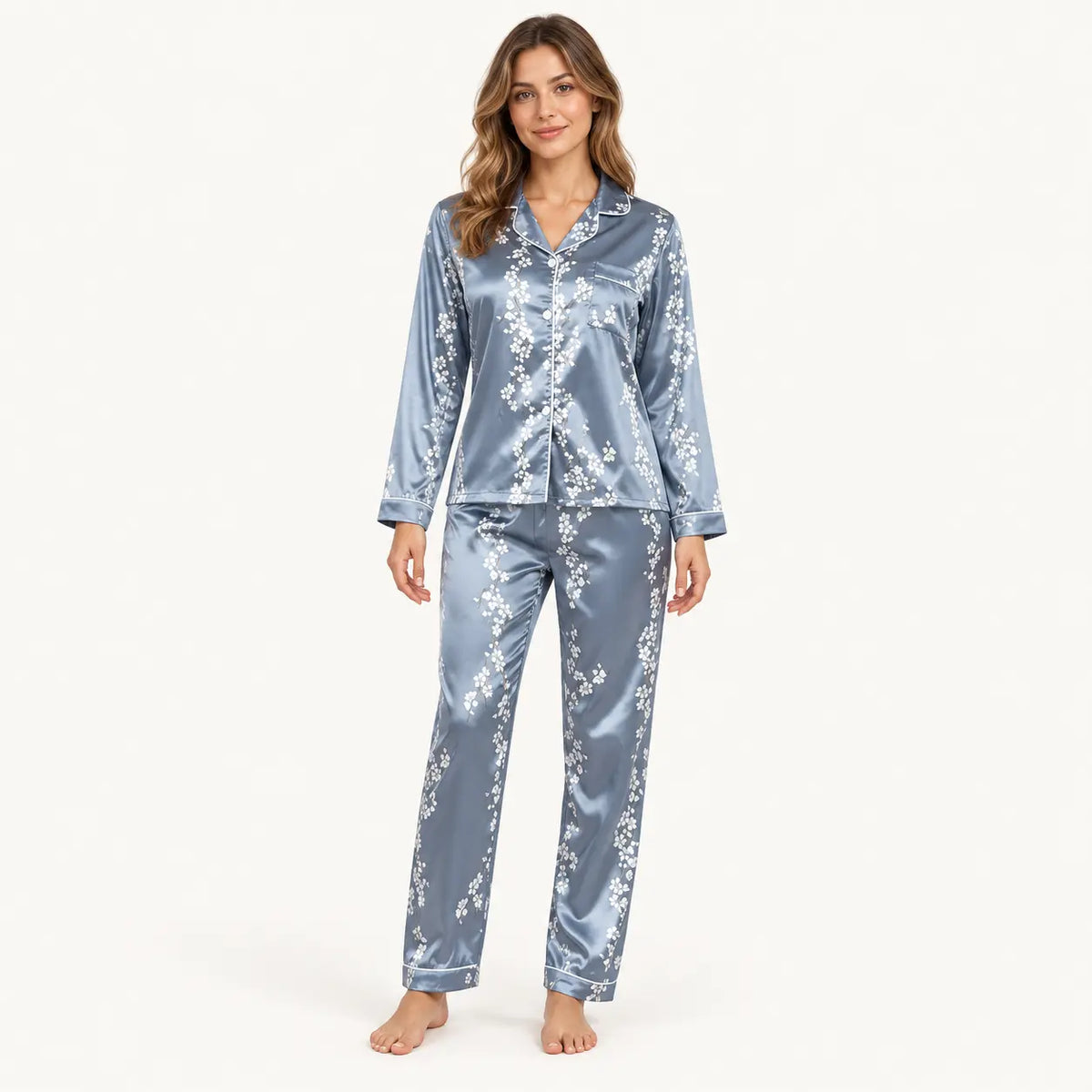 Pyjama En Satin À Imprimé Floral | le Juste Pyjama