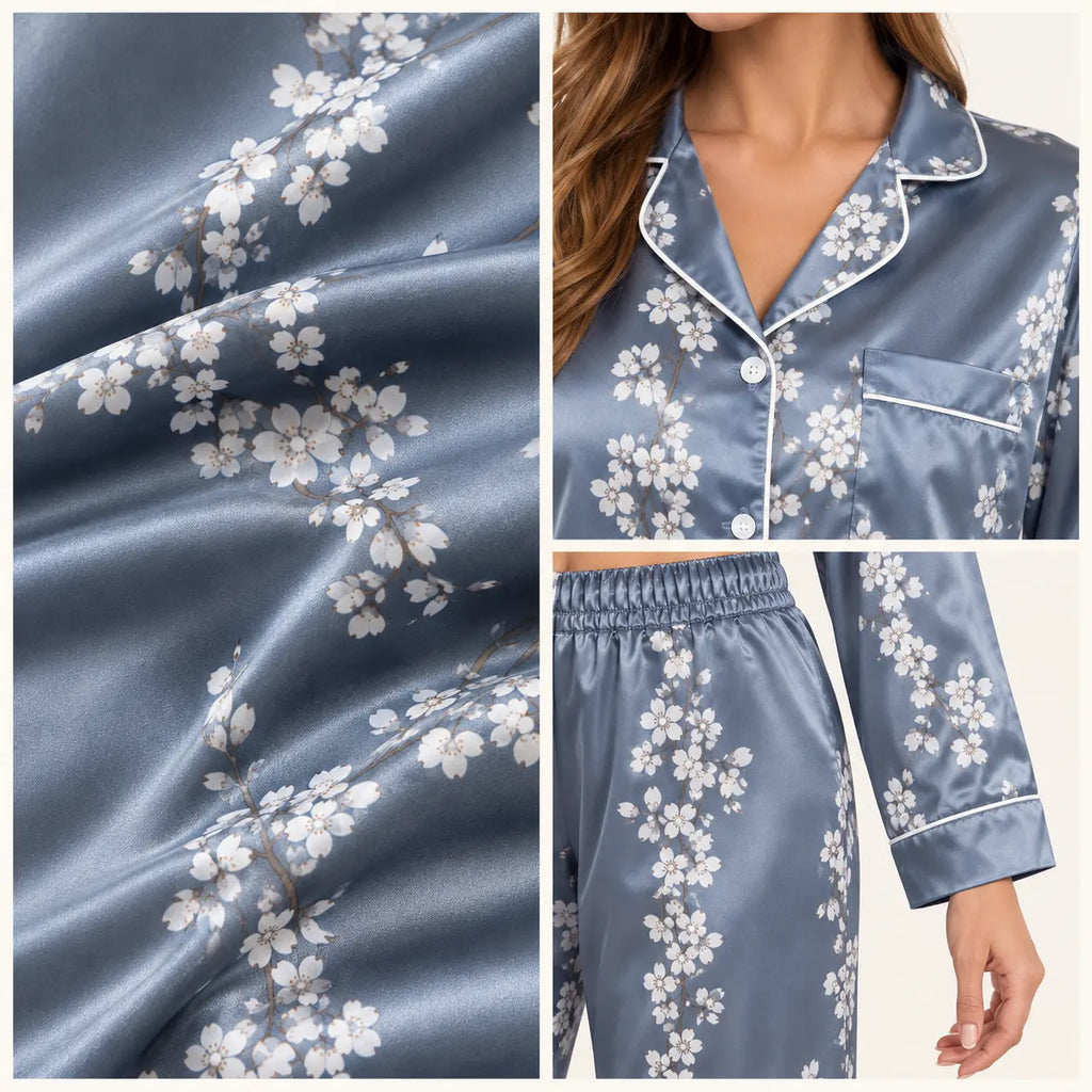 Pyjama En Satin À Imprimé Floral – vue 4 | le Juste Pyjama