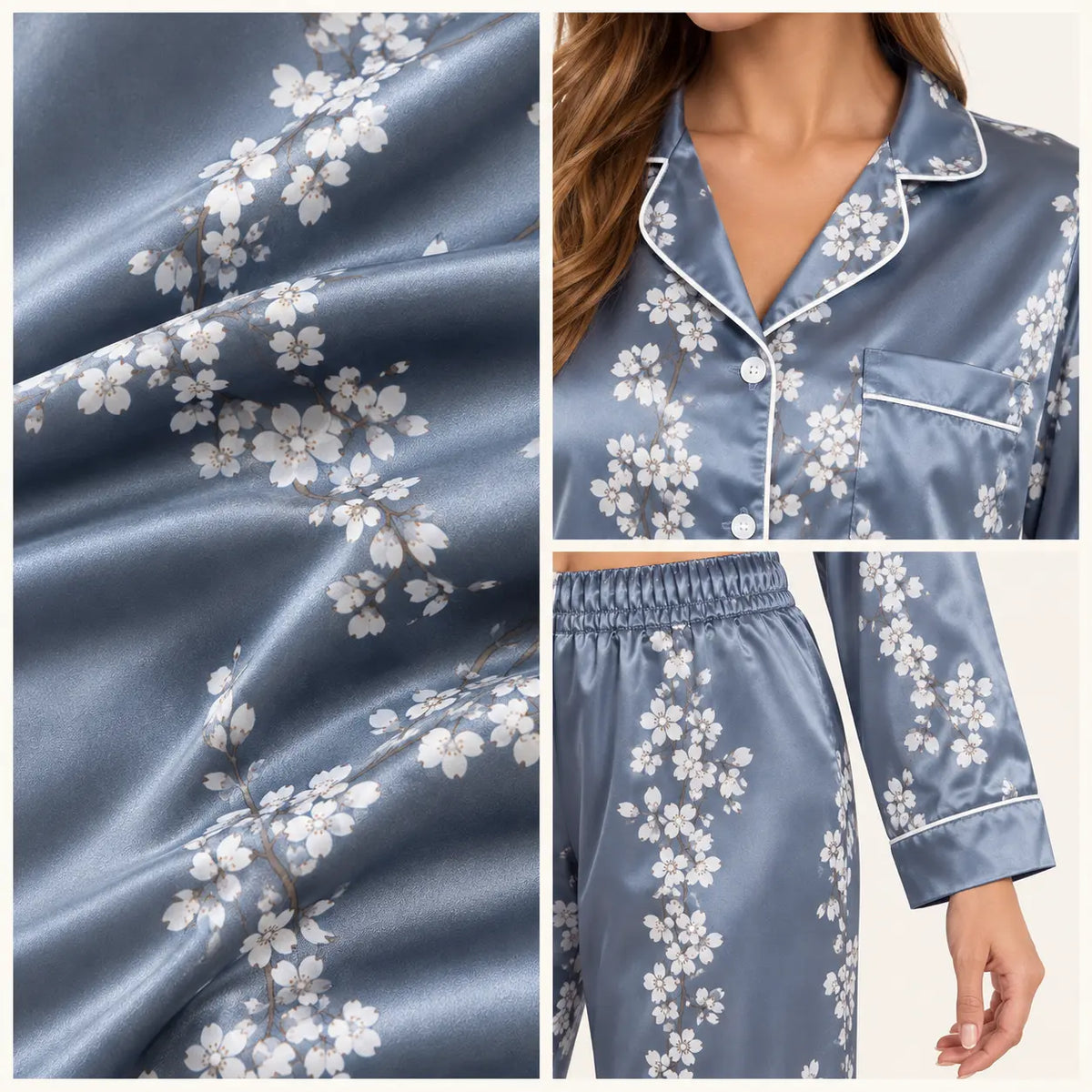 Pyjama En Satin À Imprimé Floral – vue 4 | le Juste Pyjama