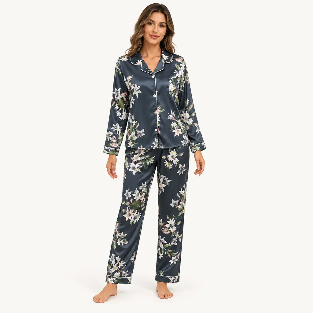 Pyjama En Satin À Imprimé Floral – vue 8 | le Juste Pyjama