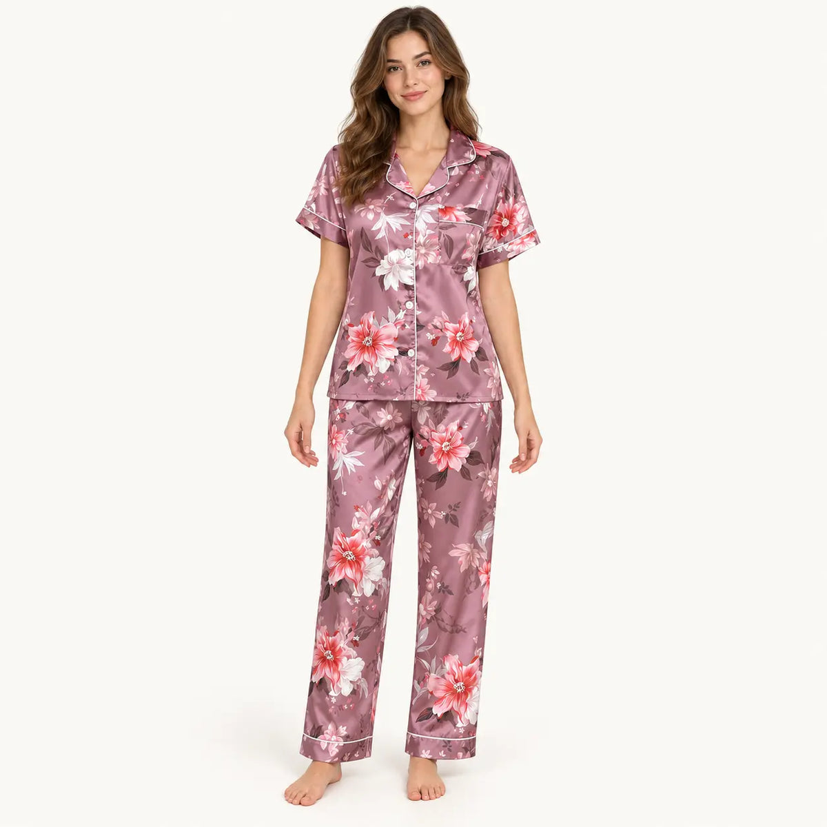Pyjama En Satin À Imprimé Floral – vue 7 | le Juste Pyjama