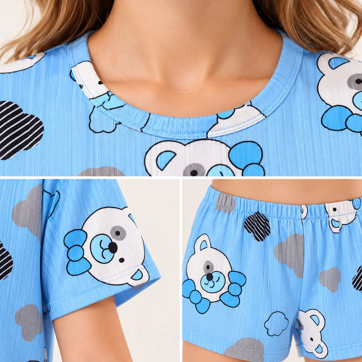 Pyjama Ensemble D'Été Bleu – vue 5 | le Juste Pyjama