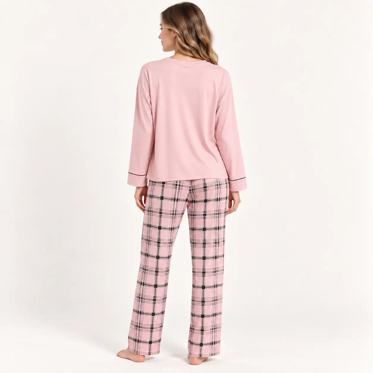Pyjama Faux Coton Ensemble Rose – vue 2 | le Juste Pyjama