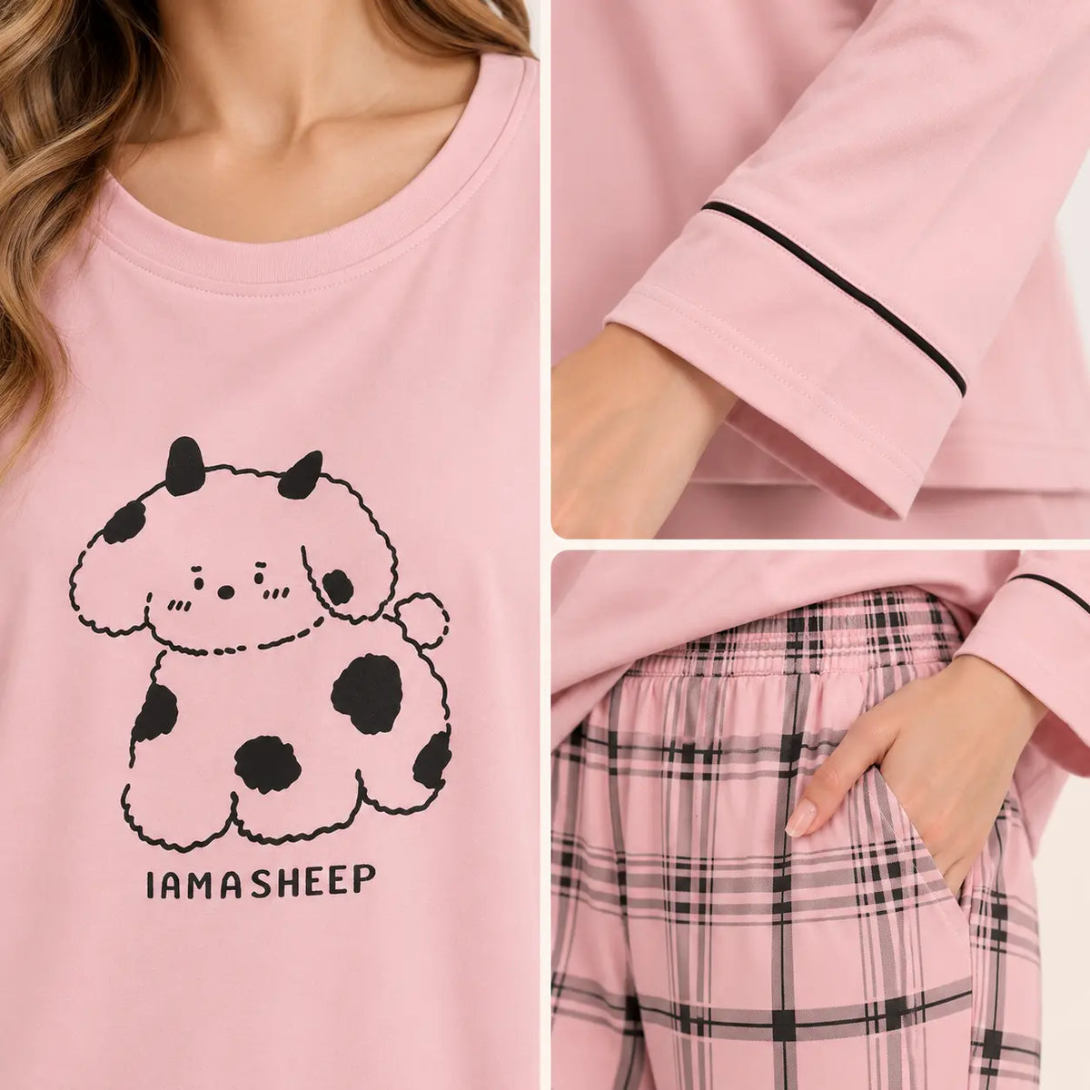 Pyjama Faux Coton Ensemble Rose – vue 4 | le Juste Pyjama