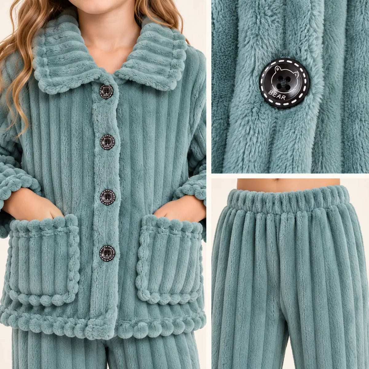 Pyjama Flanelle Côtelé Enfant – vue 4 | le Juste Pyjama