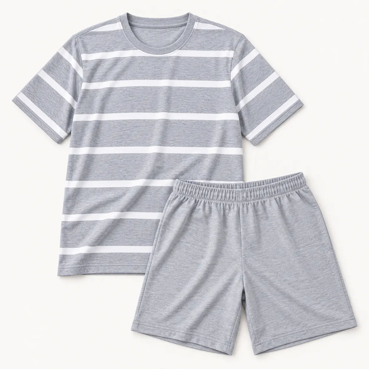 Pyjama Homme Short Tee Shirt Rayé Gris Et Blanc – vue 5 | le Juste Pyjama